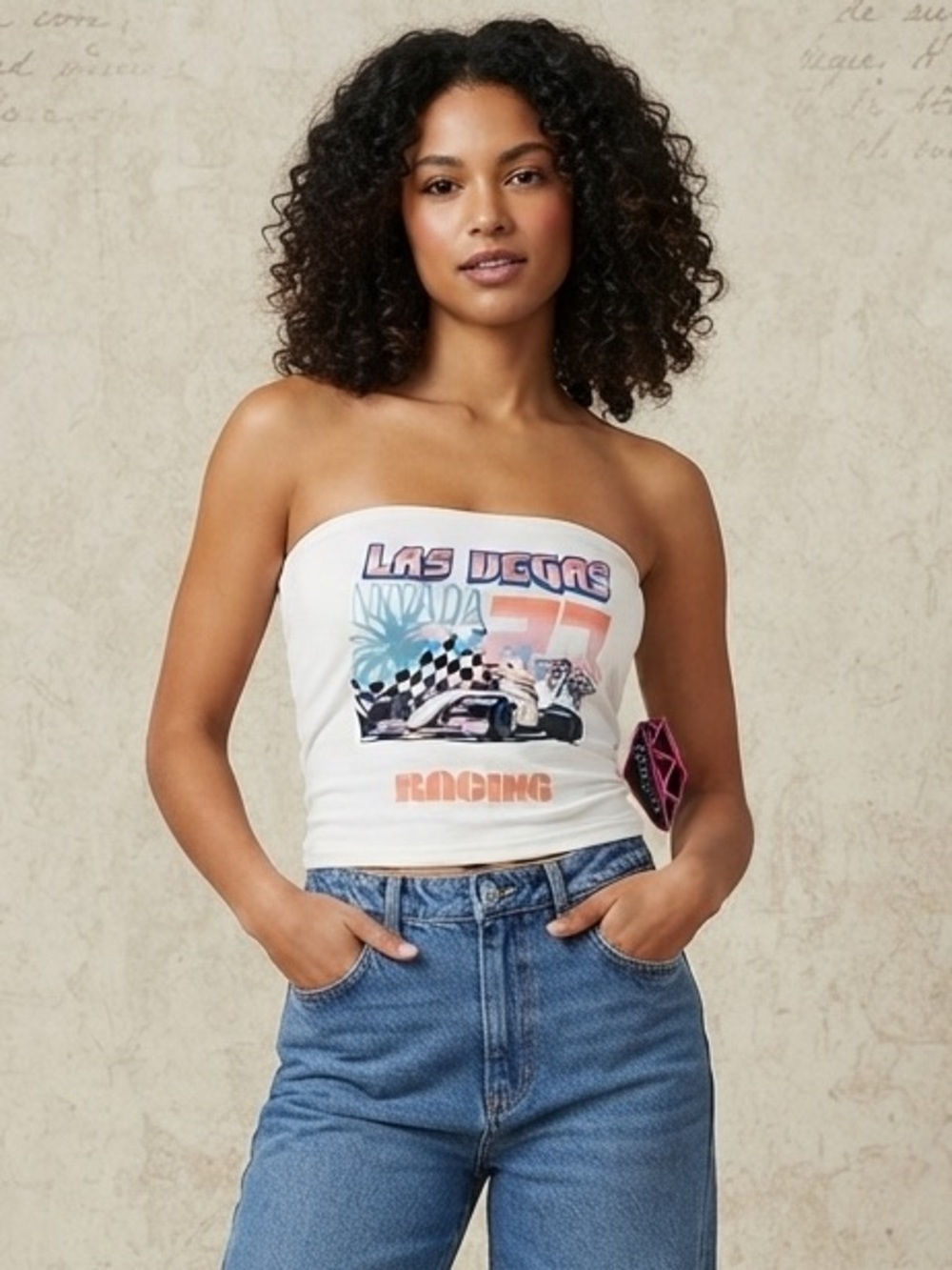 💕Gemstone Strapless Graphic “Las Vegas Nevada 27 Racing”Tank Top